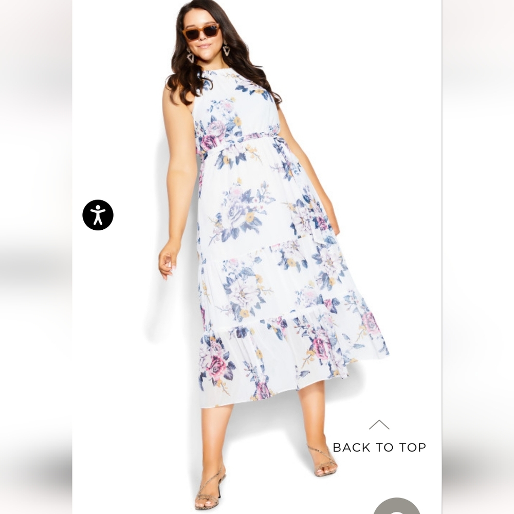 City Chic Halter Love Print Maxi Dress - white